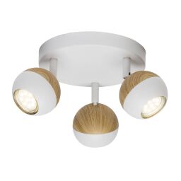 G59434/75 Okrągłe światło punktowe LED Scan 3-płomieniowe światło białe / drewniane