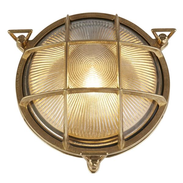 30361PB Round Brass Bulkhead Outdoor Wall Light Searchlight