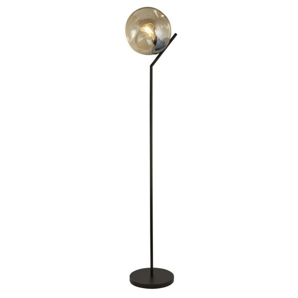 EU22122-1BK Punch Floor Lamp - Black Metal & Champagne Punched Glass Searchlight