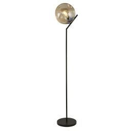 EU22122-1BK Punch Floor Lamp - Black Metal & Champagne Punched Glass Searchlight