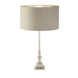 EU81214TA Whitby Table Lamp - Chrome Metal & Taupe Velvet Shade Searchlight