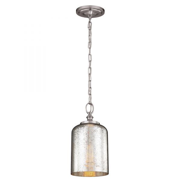 FE-HOUNSLOW-P-BS Hounslow 1 Light Mini lampa wisząca ze szczotkowanej stali Elstead - Mega RABATY w koszyku %