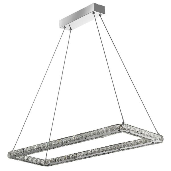 7012CC Clover Rectangular Pendant - Chrome & Clear Glass Searchlight