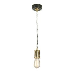 DOUILLE-P-BPB Lampa wisząca Douille 1 – czarny/polerowany mosiądz Elstead - Mega RABATY w koszyku %