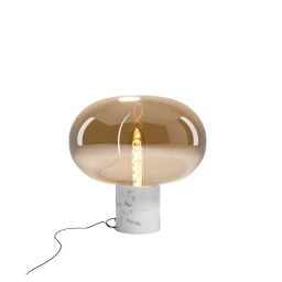 T0056 Lampa Stołowa Moonstone Amber Glass + White Marble Maxlight 