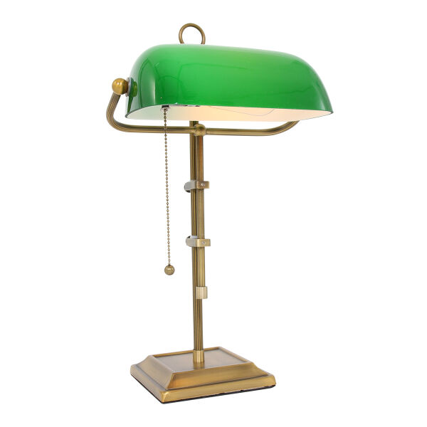 7961BR Lampa bankierska zielona Ancilla z kloszem regulowanym od ręki