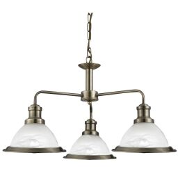1593-3AB Bistro 3Lt Lampa wisząca - antyczny mosiądz & szkło Searchlight