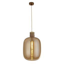 68361AM Barrel Lampa wisząca - satyna Brass & Amber szkło Searchlight