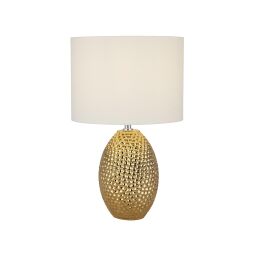 EU1034-1GO Nadine Table Lamp - Ceramic Gold & Cream Fabric Shade Searchlight