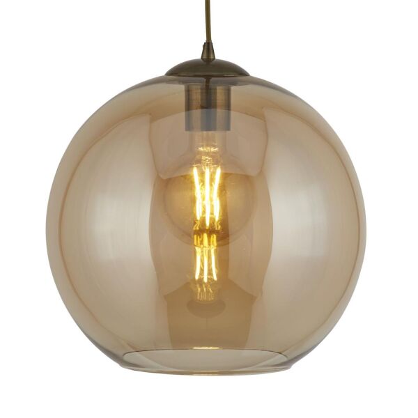 1621AM Balls Lampa wisząca - antyczny mosiądz & Amber szkło Searchlight