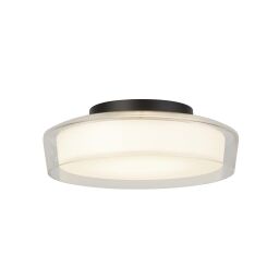 60961BK Puck Flush  - Black Metal, Clear & Opal Glass Searchlight
