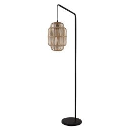 EU60096BK x Java Floor Lamp - Black with Bamboo Frame Shade Searchlight
