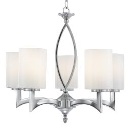 4995-5CC Gina 5Lt Lampa wisząca - Chrome & biały szkło abażur Searchlight