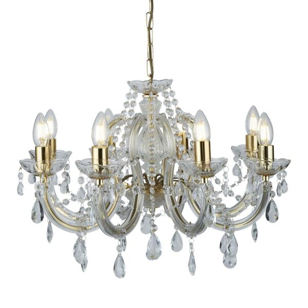 699-8 Marie Therese 8Lt Lampa wiszącaPolished Brass, Clear kryształ Searchlight