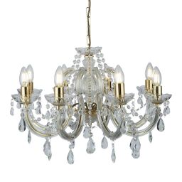 699-8 Marie Therese 8Lt Lampa wiszącaPolished Brass, Clear kryształ Searchlight