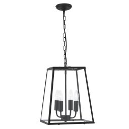 5614BK Lantern Noir 4Lt Lampa wisząca - czarny Metal & szkło Searchlight