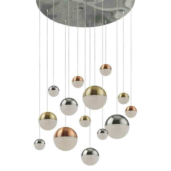 4514-14 Planets 14Lt Multi-Drop - miedź,Chrome,Brass & kryształ Sand Searchlight