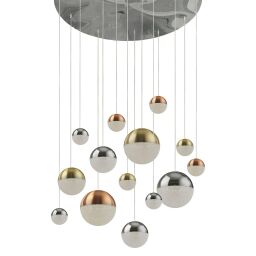 4514-14 Planets 14Lt Multi-Drop - miedź,Chrome,Brass & kryształ Sand Searchlight