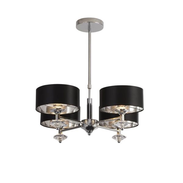 7654-4CC Ontario 4Lt Lampa wisząca - Chrome & czarny Shade Searchlight