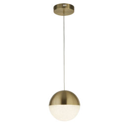5881SB Marbles LED Pendant - Satin Brass Metal & Crushed Ice Shade Searchlight