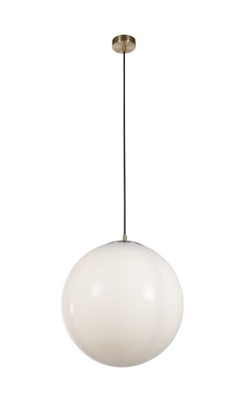 6099SB Atom II Opal Globe Pendant Light - Satin Brass Finish Searchlight