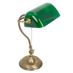 7733BR Lampa bankierska zielona Mexlite Calais brąz od ręki