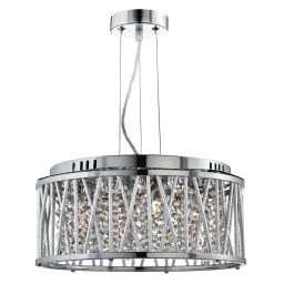 8334-4CC Elise 4Lt Lampa wisząca/Semi-Flush - Chrome, kryształ & Aluminium Searchlight