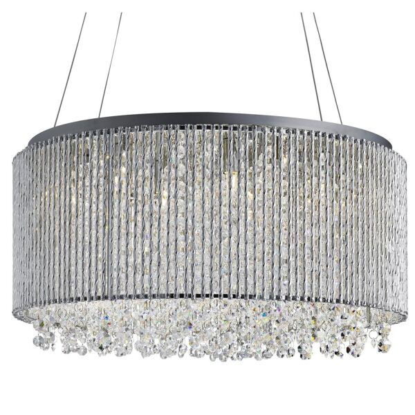 4048-8CC Elise II 8Lt Lampa wisząca-Chrome, kryształ Drops, Aluminium Tubes Searchlight