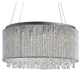4048-8CC Elise II 8Lt Lampa wisząca-Chrome, kryształ Drops, Aluminium Tubes Searchlight