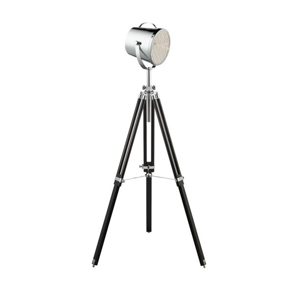 EU3013 Studio Lampa podłogowa - czarny drewno Base & Chrome Shade Searchlight