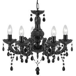 1455-5BK Marie Therese  5Lt Pendant - Black Glass & Acrylic Searchlight
