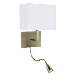 6519AB Hotel 2LT Adjustable Kinkiet with LED Arm- antyczny mosiądz Searchlight
