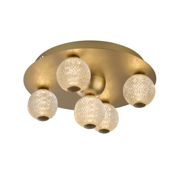 20923GO Asteroid Gold Flush Ceiling Light With Clear Acrylic Balls Searchlight