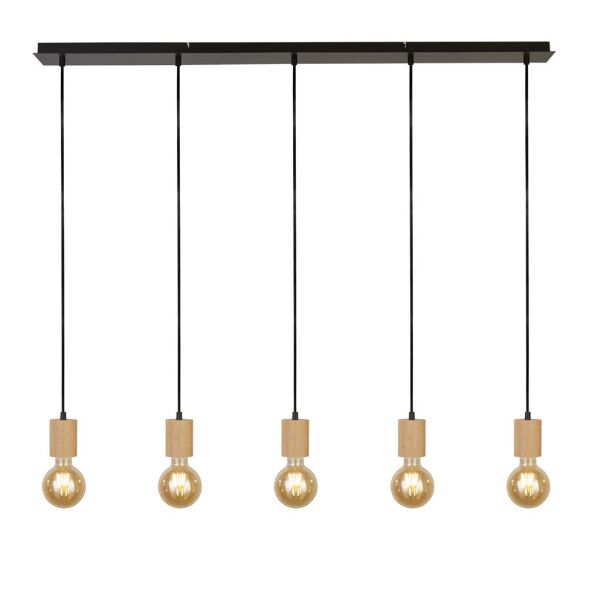 50212-5NA Spinny 5Lt Bar Lampa wisząca- drewno & czarny Metal Searchlight