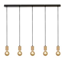 50212-5NA Spinny 5Lt Bar Lampa wisząca- drewno & czarny Metal Searchlight