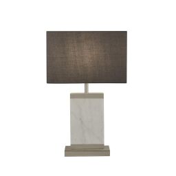 EU9381SN Naomi Lampa stołowa - satyna Nickel, biały Marble & Grey Shade Searchlight