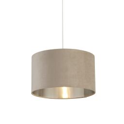 21035TA Taupe Velvet Drum Light Shade - 38cm Searchlight