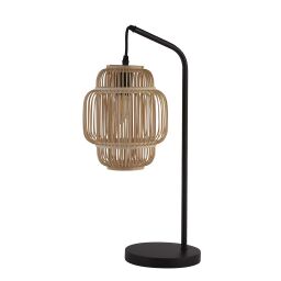 EU60095BK x Java Table Lamp - Black with Bamboo Frame Shade Searchlight
