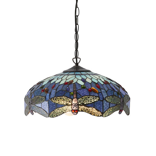 64080 Tiffany Dragonfly blue 3lt lampa wisząca Interiors1900 - MEGA rabaty w koszyku %