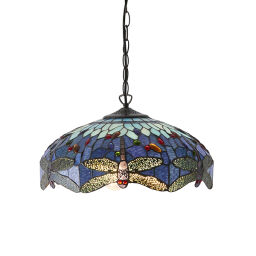 64080 Tiffany Dragonfly blue 3lt lampa wisząca Interiors1900 - MEGA rabaty w koszyku %