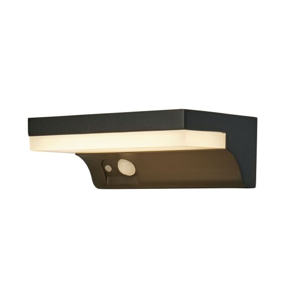 67417BK Solar Outdoor Wall Light - Black Metal & White Polycarbonate Searchlight