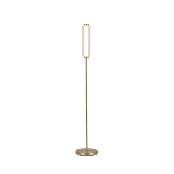EU26252SB Mod LED Floor Lamp, Satin Brass Metal, Opal Acrylic & Clear Searchlight