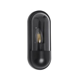 61123BK x Capsule Outdoor Wall Light - Black & Clear Polycarb Searchlight