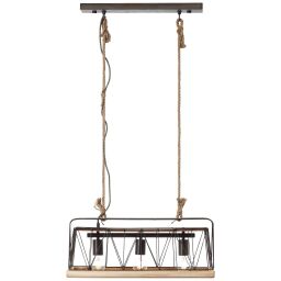 93587/71 Narcy lampa wisząca 3-płomieniowa stal palona / holz
