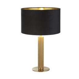 EU65721BK London Table Lamp - Knurled Brass & Black Velvet Shade Searchlight
