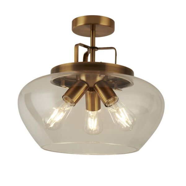8973-3BZ Boule 3Lt Semi Flush Lampa sufitowa - brązowy & Clear szkło Searchlight