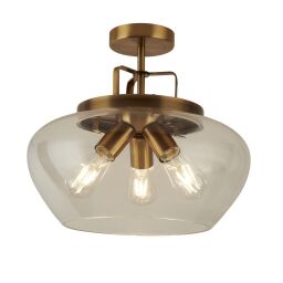 8973-3BZ Boule 3Lt Semi Flush Lampa sufitowa - brązowy & Clear szkło Searchlight