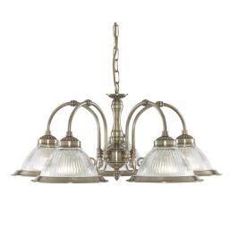 9345-5 American Diner 5Lt Lampa wisząca - antyczny mosiądz & szkło Searchlight