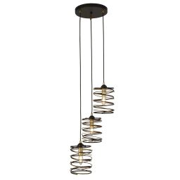 85583-3BGO Spring 3Lt Multi-Drop Lampa wisząca - czarny Metal & złoty Searchlight