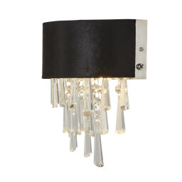 50818-2BK Glamour 2Lt Wall Light - Black Velvet & Clear Crystal Searchlight
